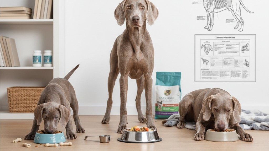 Adapter l'alimentation du Weimaraner selon son âge : chiot, adulte et senior