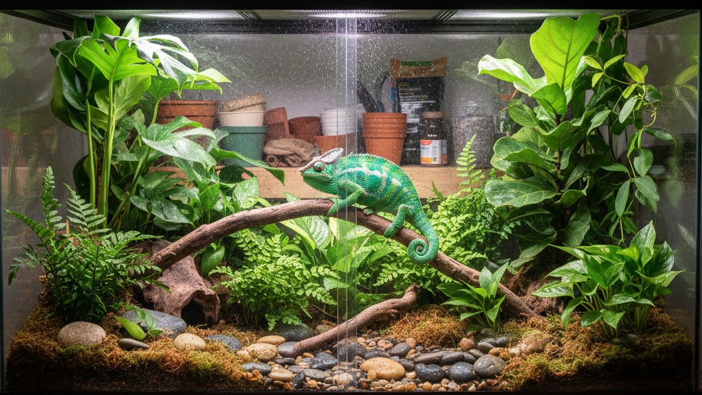 Comment préparer un terrarium naturel pour caméléons : plantes et décoration recommandées