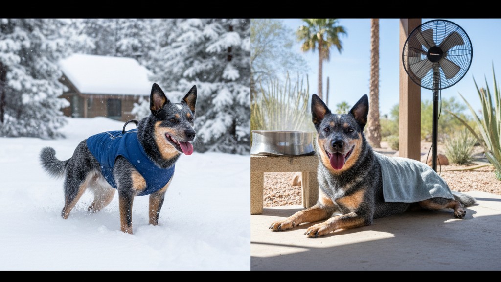 Soins spécifiques pour le Blue Heeler en climats chauds et froids
