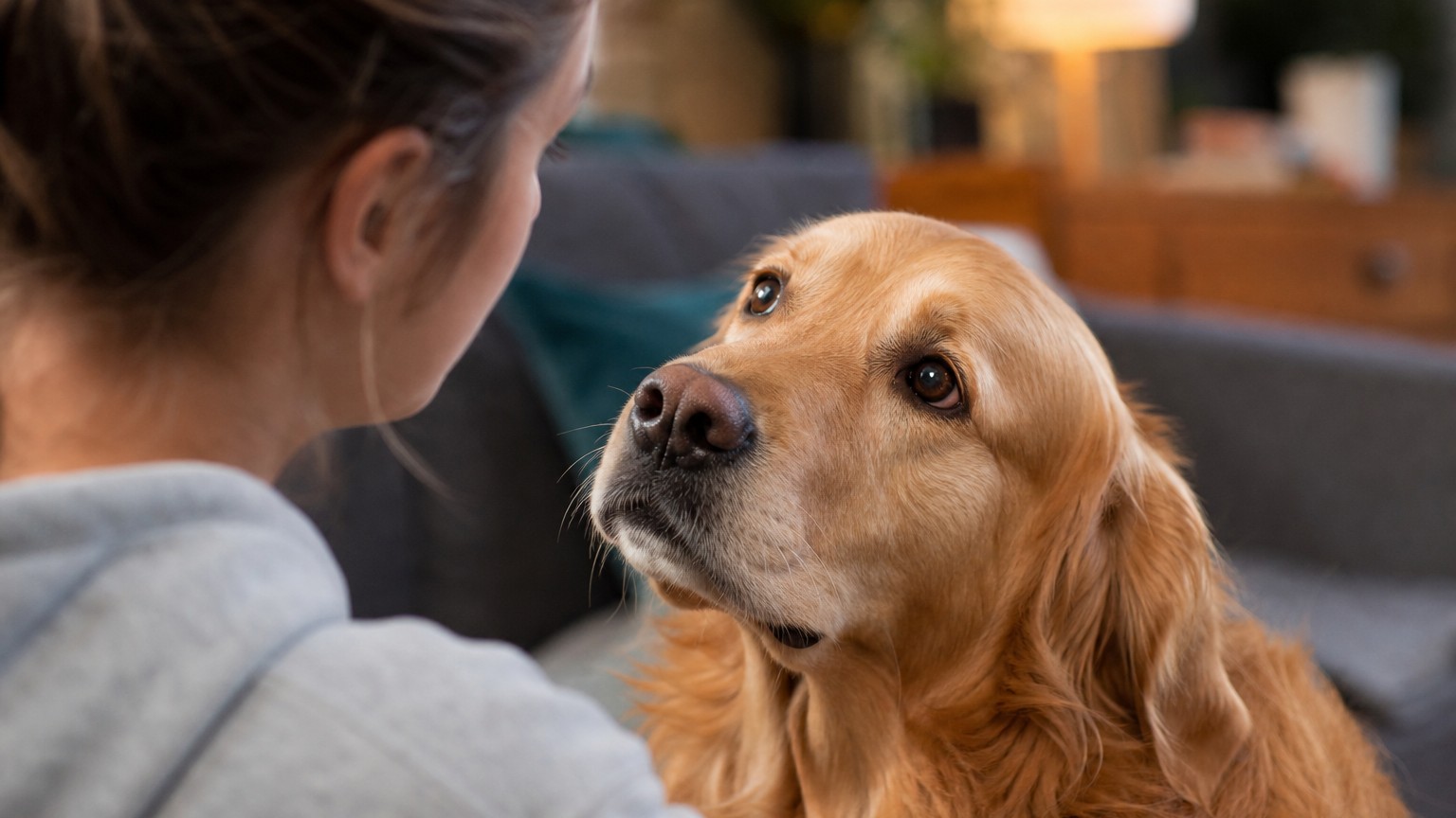 Pourquoi mon chien me regarde fixement