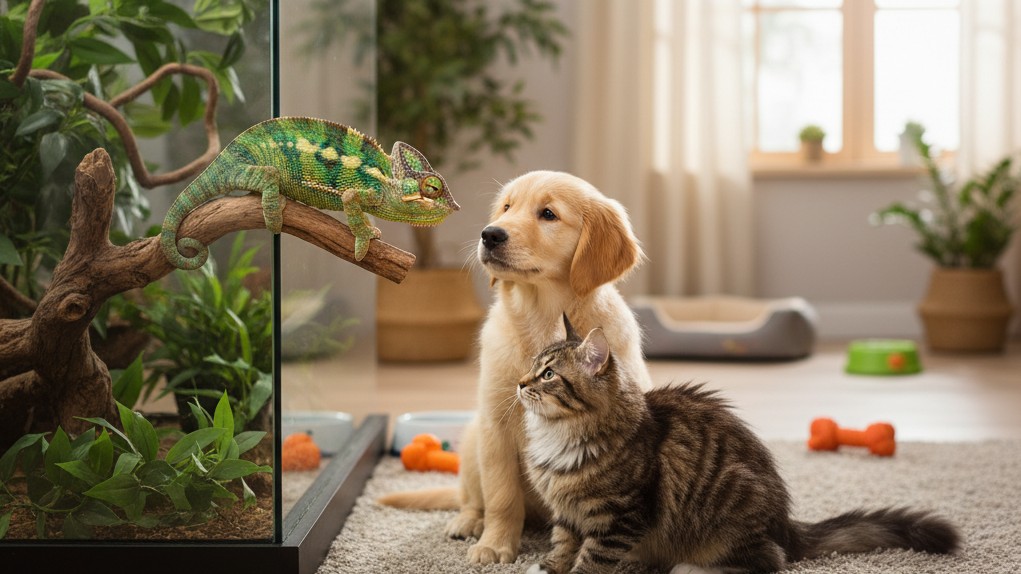 Les caméléons peuvent-ils cohabiter avec d'autres animaux ? Risques et conseils