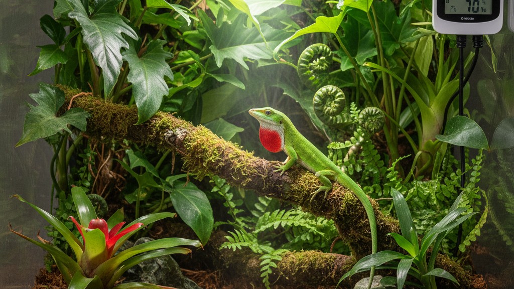 Conditions idéales du terrarium pour assurer la santé de votre Anolis vert