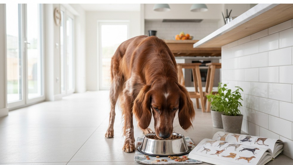 Nutrition adaptée pour un Setter irlandais rouge et blanc en bonne santé