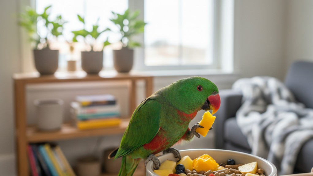 Alimentation adaptée pour un Loro Eclectus en bonne santé