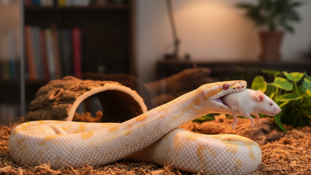 Alimentation adaptée et fréquence pour le serpent boule albinos
