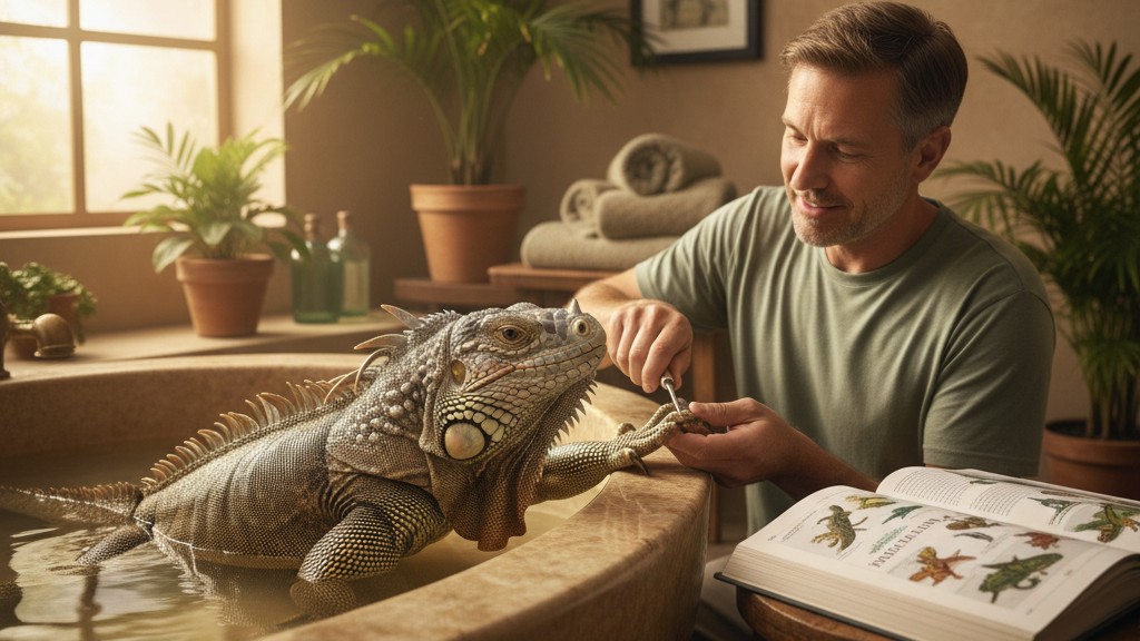 Soins quotidiens et entretien pour un iguane rhinocéros en bonne santé