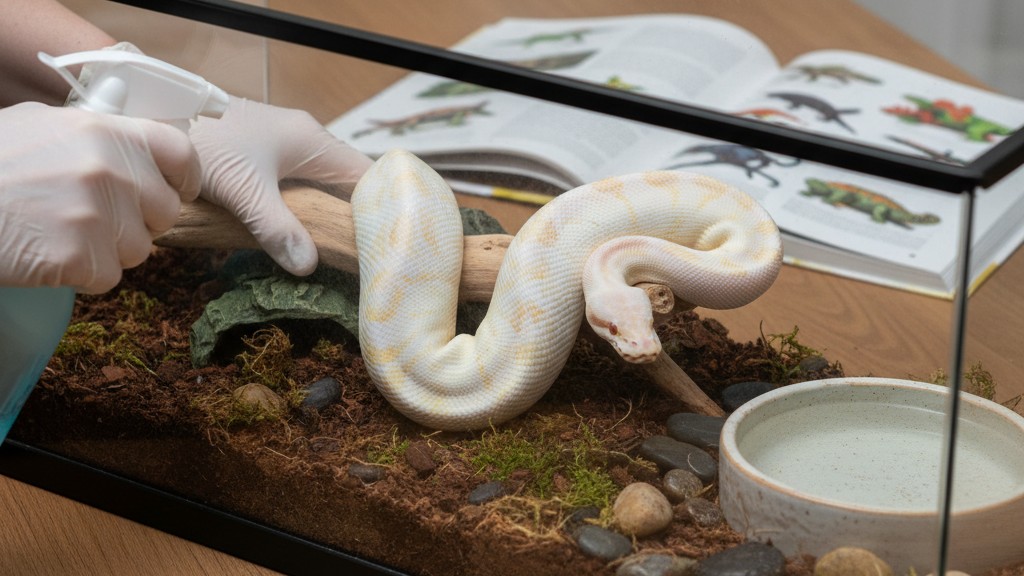 Routine d'hygiène et environnement idéal pour le serpent boule albinos