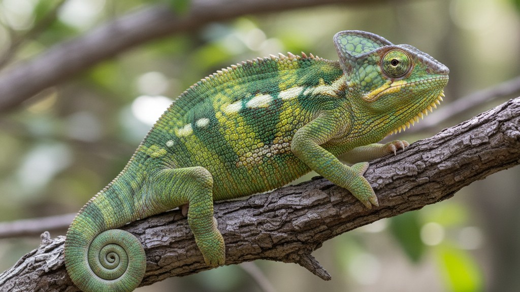 Découvrez le Caméléon casqué : origine, taille et tempérament