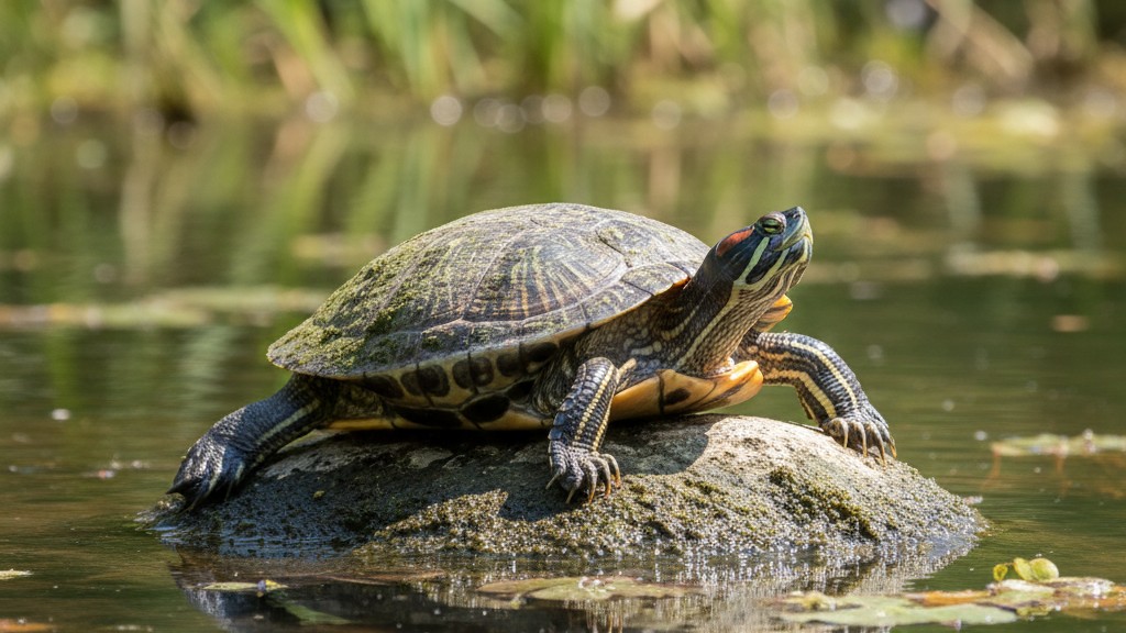 Découvrez la tortue à oreilles rouges : origine, taille et caractère