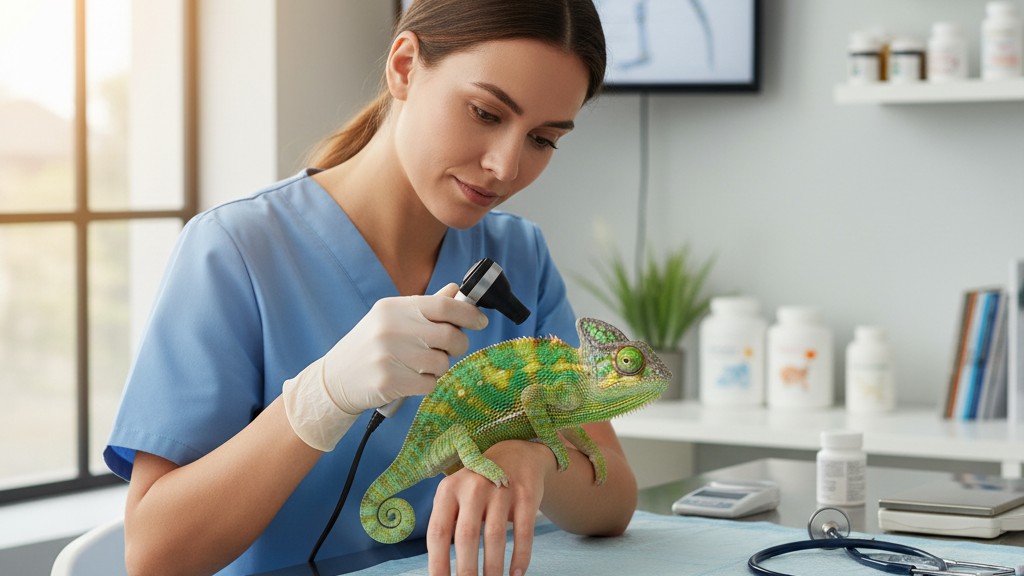 Santé et prévention de base du Caméléon casqué