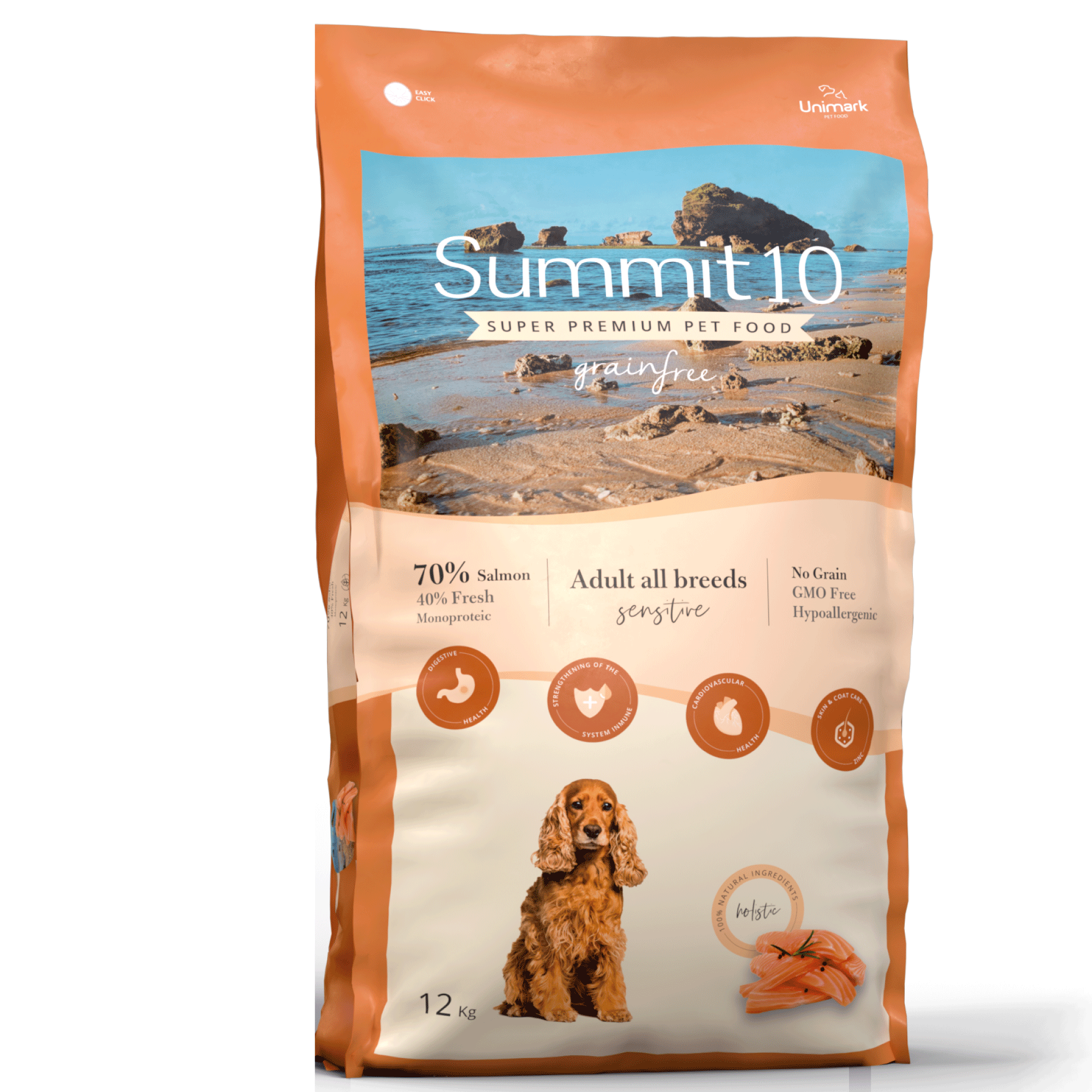 SUMMIT 10 Grain Free Sensitive Saumon & Pomme de Terre 12 kg - Croquettes hypoallergéniques sans céréales pour chiens adultes