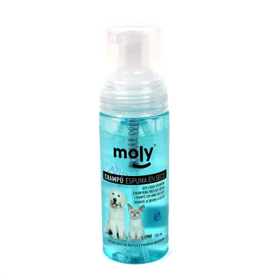 Shampoing Sec Mousse 150 ml Moly | Nettoyage Rapide Sans Eau pour Chiens et Chats