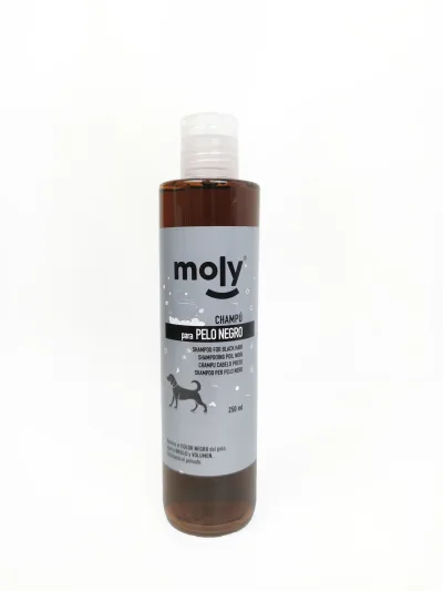 Shampoing Pelage Noir 250 ml Moly | Intensifie la Couleur et Apporte de la Brillance au Pelage Foncé