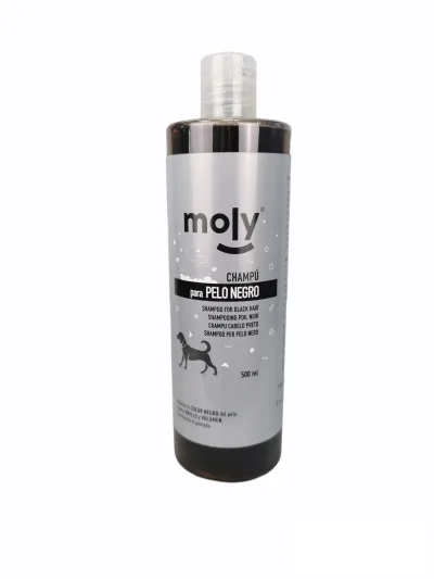 Shampoing Pelage Noir 500 ml Moly | Intensificateur de Couleur et Brillance pour Poils Foncés