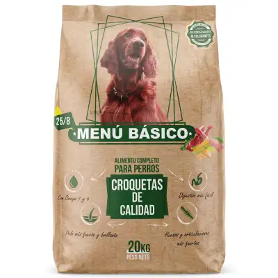 Nourriture pour chiens adultes au bœuf, poulet et légumes 20 kg Lobby | Aliment complet