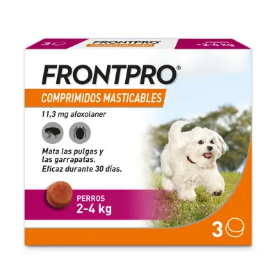 FRONTPRO 11 mg comprimés masticables pour chiens de 2 à 4 kg | 3 comprimés | Antiparasitaire contre puces et tiques