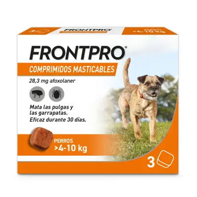 FRONTPRO 28 mg comprimés à mâcher pour chiens de 4 à 10 kg | 3 comprimés | Antiparasitaire contre puces et tiques