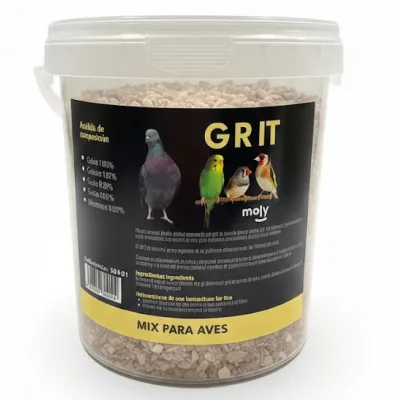 MOLY Grit pour Oiseaux 1400 g – Mélange Naturel de Coquilles Marines, Pierre Rouge et Graines d'Anis