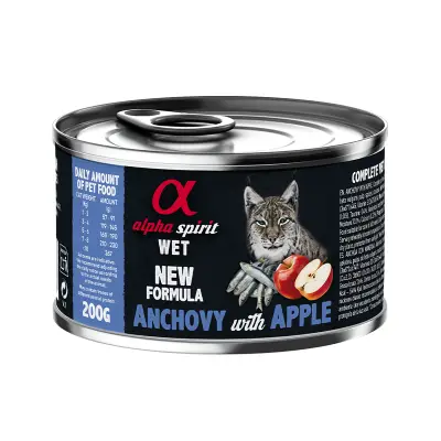 Paté pour Chat Alpha Spirit Anchois et Pomme Rouge – Aliment Humide Naturel Sans Céréales 200 g