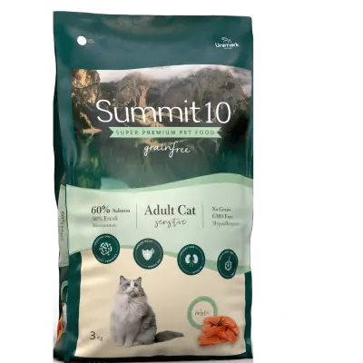 SUMMIT 10 Grain Free Chat Adulte Sensible Saumon Patate 3 kg - Alimentation Hypoallergénique Sans Céréales