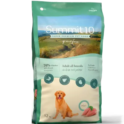 SUMMIT 10 Grain Free Sensitive Poulet Pomme de Terre 12 kg | Croquettes hypoallergéniques sans céréales pour chiens adultes toutes races