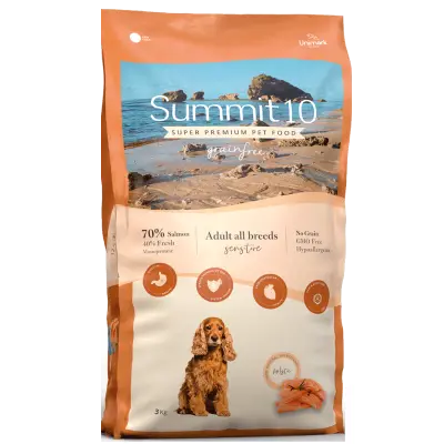 SUMMIT 10 Grain Free Sensitive Saumon Pomme de Terre 3 kg | Croquettes hypoallergéniques sans céréales pour chiens adultes