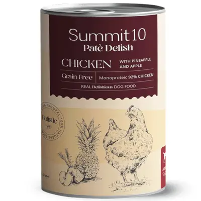 SUMMIT 10 Paté Delish Chicken Grain Free 400 g | Aliment humide monoprotectique pour chiens adultes