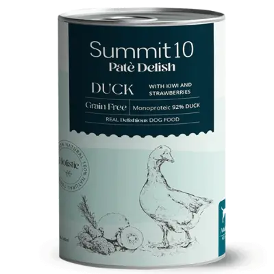 Summit 10 Paté Delish Duck Grain Free 400g - Alimentation humide monoprotéique pour chiens adultes