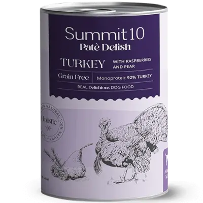 SUMMIT 10 Paté Delish Turkey Grain Free 400 g | Aliment humide monoprotéiné pour chiens adultes
