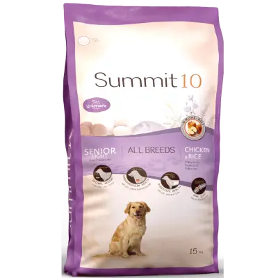 SUMMIT 10 Senior Light Poulet et Riz 15 kg | Croquettes premium pour chiens seniors et contrôle du poids