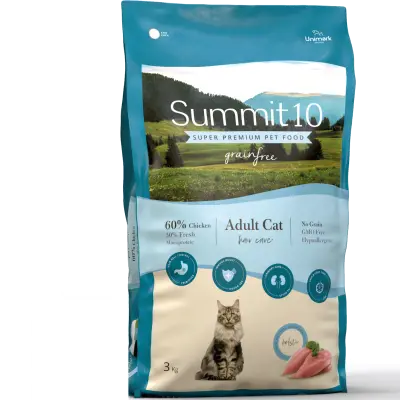 Summit Grain Free Adult Cat Hair Care 3 kg - Croquettes sans céréales pour chats adultes - Contrôle des boules de poils et soin du pelage