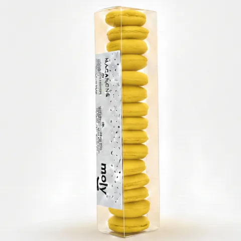 Présentation esthétique type pâtisserie de macarons Moly