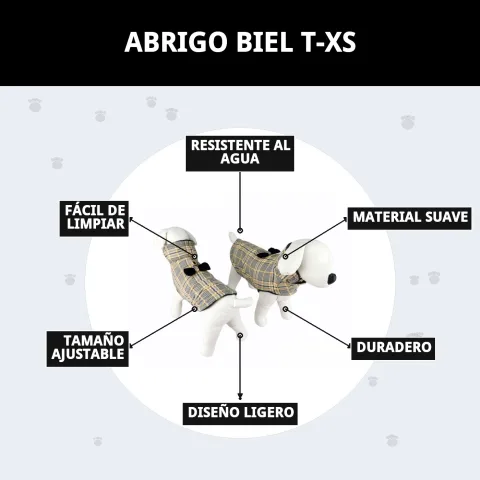 Petit chien actif en promenade avec le manteau Biel T-XS