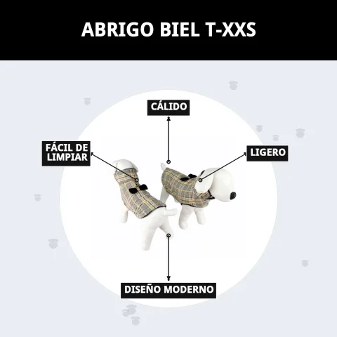Emballage et présentation du manteau Biel T-XXS chez Compa Pattes