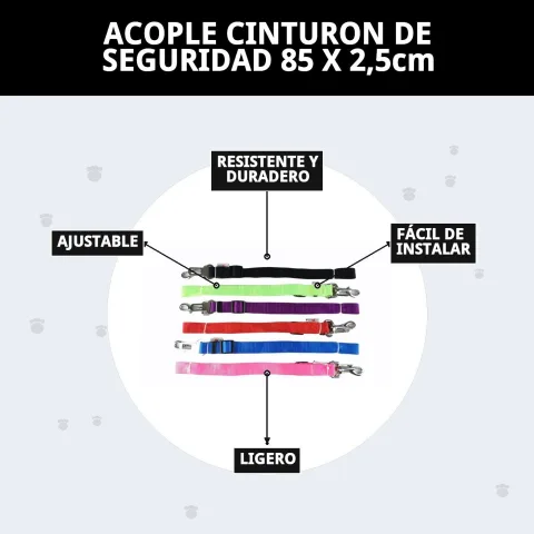 Attache ceinture de sécurité réglable 85 x 2,5 cm pour chiens
