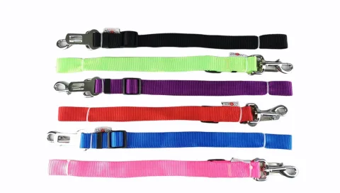 Vue latérale de l'attache ceinture de sécurité réglable pour animaux
