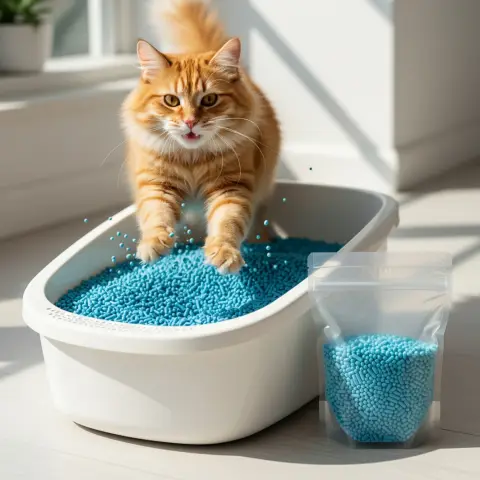 Logo Compa Pattes avec litière pour chats Tofu Talc en arrière-plan