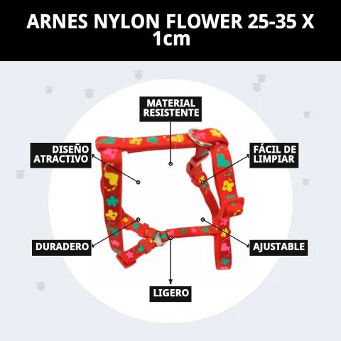 Vue du harnais nylon flower montrant l'ajustement au tour de poitrine