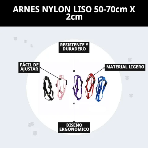 Harnais nylon lisse 50-70 cm x 2 cm