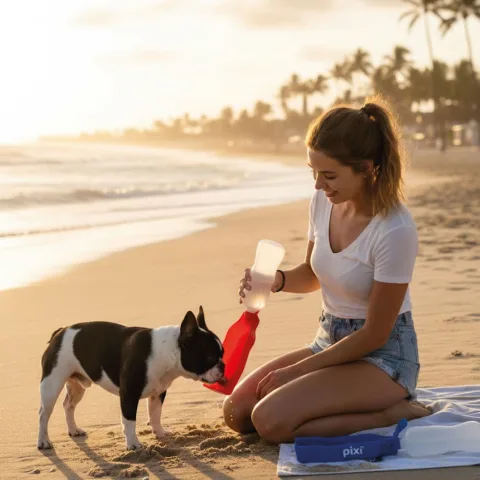 Abreuvoir portable pour chiens avec design résistant et léger