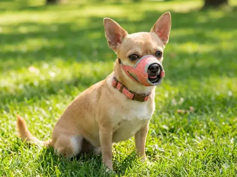 Muserolle Deluxe Pois ajustable sur petit chien en promenade