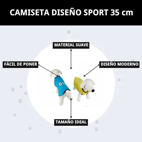 Emballage et présentation du t-shirt sport design 35 cm pour chiens