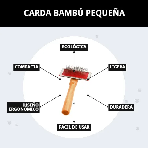 Carde bambou petite avec autres accessoires de toilettage canin