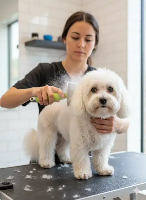 Utilisation de la carde professionnelle sur un chien de petite race