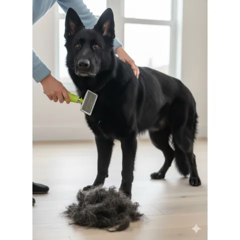 Carde professionnelle en silicone en environnement de toilettage canin