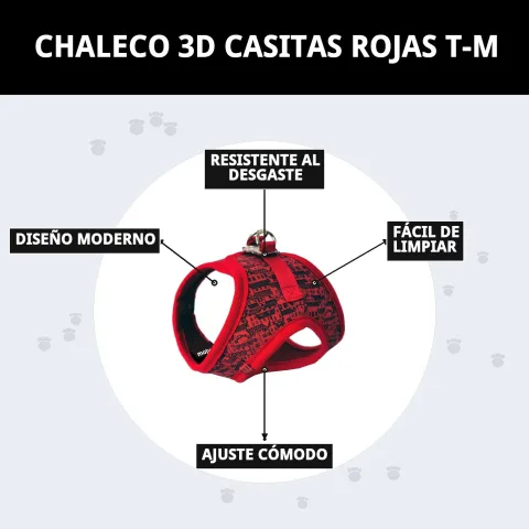 Présentation du chaleco 3D casitas rouges sur Compa Pattes