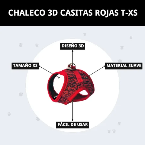Chaleco 3D casitas rouges T-XS plié prêt à être expédié