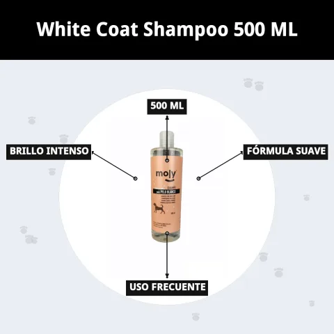 Conditionnement et dosage du shampoing Pelage Blanc Moly en bain professionnel