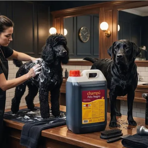 Détail de l'étiquette du Shampoing Pelage Noir Moly