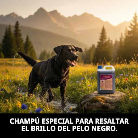 Bouteille de 5 litres de shampoing pour chiens au pelage noir